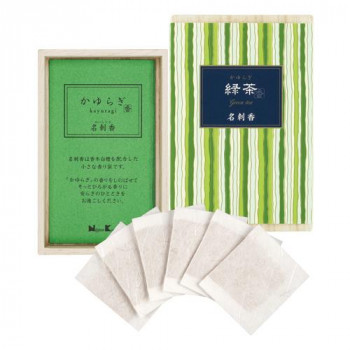 日本香堂 かゆらぎ 緑茶 名刺香 桐箱6入 38473