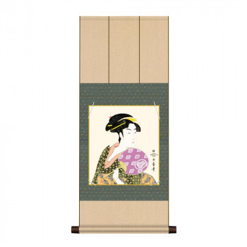 色紙掛・色紙セット 喜多川歌麿 団扇を持つおひさ 31×75cm UB2YAC-002