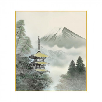 色紙 伊藤渓山 夏塔景 24.2×27.2cm K13-005B