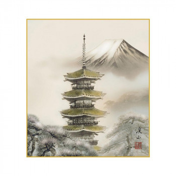 色紙 伊藤渓山 冬塔景 24.2×27.2cm K13-005D