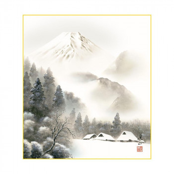 色紙 伊藤渓山 厳岳霊峰 24.2×27.2cm K1-21D