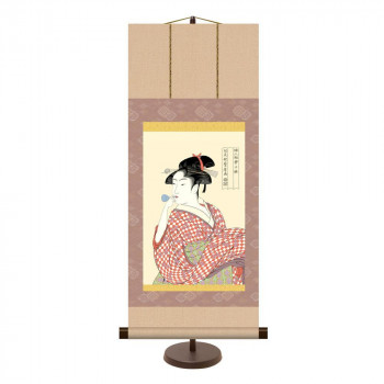 和風モダン掛 喜多川歌麿 ビードロを吹く娘 31×75cm KM2G6-001