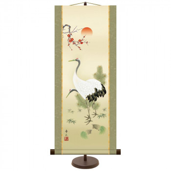 和風モダン掛 鈴村秀山 松竹梅鶴亀 31×75cm KM2C7-020