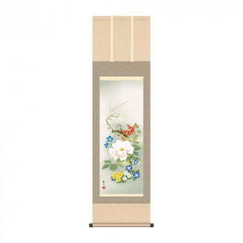 掛軸 山村観峰四季花 44.5×164cm KZ2MA1-026