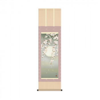 掛軸 緒方葉水 夜桜 44.5×164cm KZ2MA2-089