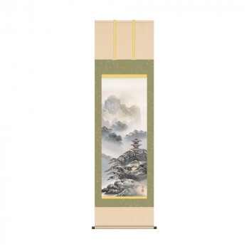 掛軸 伊藤渓山紫山塔景 54.5×190cm KZ2B7-001
