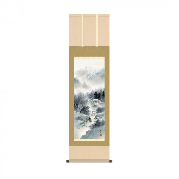 掛軸 中山雪邨雄峰水明 44.5×164cm KZ2MB2-076