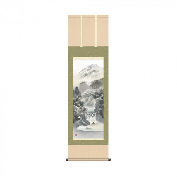 掛軸 伊藤渓山幽山蒼流 44.5×164cm KZ2MB2-077