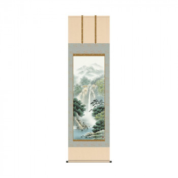 掛軸 鈴村秀山幽山渓谷 54.5×190cm KZ2B1-N049