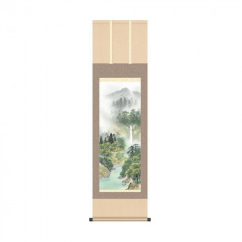掛軸 伊藤渓山秀麗名瀧 44.5×164cm KZ2MB1-N056