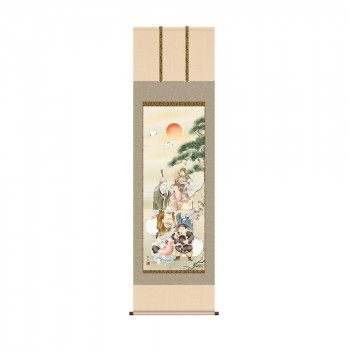 掛軸 緒方葉水 七福神 54.5×190cm KZ2D1-023