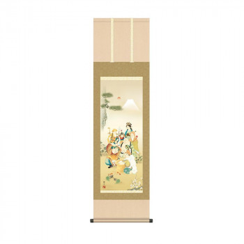 掛軸 鵜飼雄平 七福神 44.5×164cm KZ2MD1-038