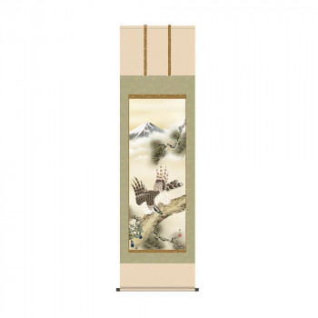 掛軸 鈴村秀山一富士二鷹三茄子 54.5×190cm KZ2D4-030