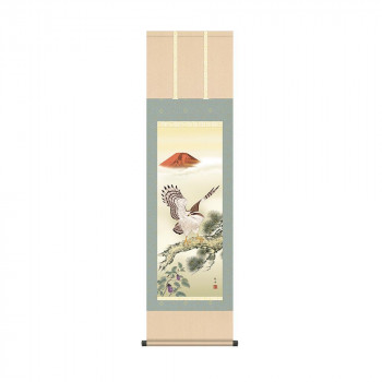 掛軸 長江桂舟一富士二鷹三茄子 44.5×164cm KZ2MD4-027