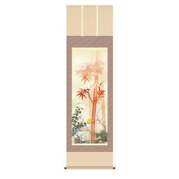 掛軸 根本葉舟吉祥四君子繚乱図 44.5×164cm KZ2MD5-049