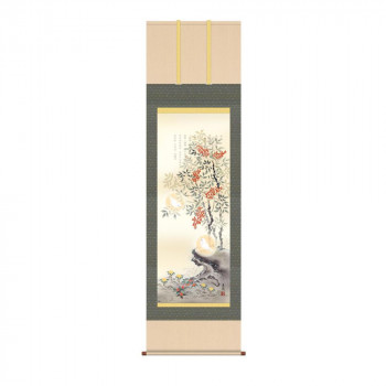 掛軸 久我直哉 消災南天白雀図 54.5×190cm KZ2D5-003