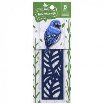 ヒサゴ BIRD BOOKMARKER 刺繍しおり リーフ柄 オオルリ UTN312