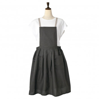 peplos ギャザーエプロン コットンリネン CHARCOAL GRAY チャコールグレー A696CHG
