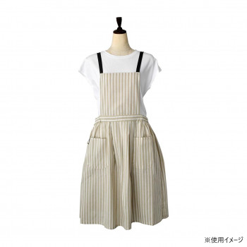 peplos ギャザーエプロン ストライプ BEIGE ベージュ A697BE