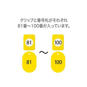 オープン工業 クロークチケット 81～100 黄 BF-154-YE