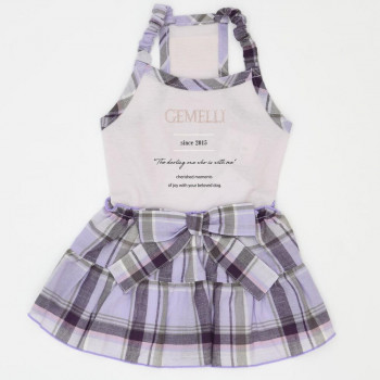 （ペット） Gemelli COOL＆オーガニックチェックキャミワンピ パープル L LGW348