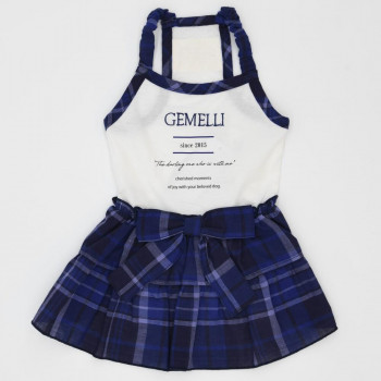 （ペット） Gemelli COOL＆オーガニックチェックキャミワンピ ブルー L LGW348