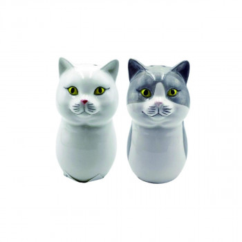 キャットセラミック ソルト＆ペッパーセット シロ＆ハチワレ 4009565-02