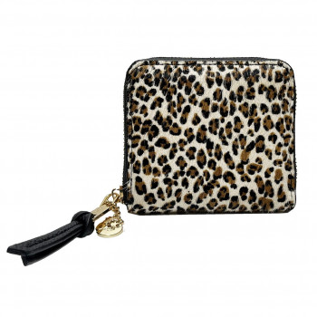 Pisoraro(ピソラロ) ハラコ ラウンド二つ折りミニウォレット LEOPARD-WH PR242