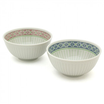 三郷陶器 とくさ七宝文 ペアヌードルセット 6829-02