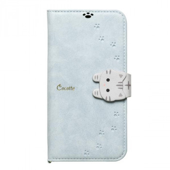 iPhone15/14/13兼用手帳型ケース New Cocotte blue Gray iP23-61-COT09