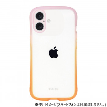 iPhone16専用背面型ケース Chromegradation CoralOrange iP24-61-CHCG04