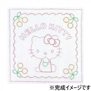 オリムパス 刺し子キット　花ふきん　ハローキティとさくらんぼ 204
