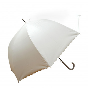藤田屋 雨晴兼用婦人長傘  60cm 雨晴ドーム型 無地ヒートカット ホワイト UJ-2561(SH)