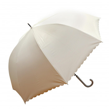 藤田屋 雨晴兼用婦人長傘  60cm 雨晴ドーム型 無地ヒートカット ベージュ UJ-2561(SH)