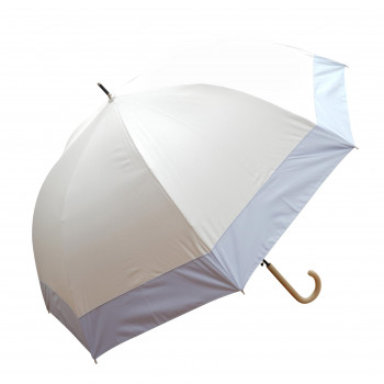藤田屋 雨晴兼用婦人長傘  60cm 雨晴ドーム型 バイカラー切り継ぎ ホワイト×サックス UJ-2562(SH)