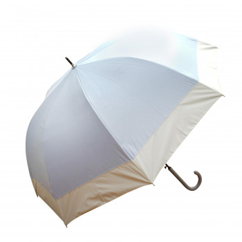 藤田屋 雨晴兼用婦人長傘  60cm 雨晴ドーム型 バイカラー切り継ぎ サックス×ホワイト UJ-2562(SH)