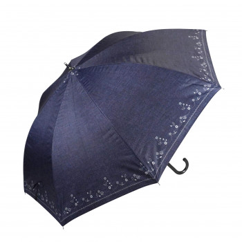 藤田屋 晴雨兼用長傘ジャンプ  58cm 晴雨兼用ジャンプ 刺繍風ダンガリー  SJ-2553(KT)