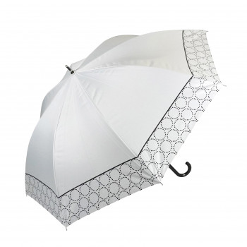 藤田屋 晴雨兼用長傘ジャンプ  58cm 晴雨兼用ジャンプ サークル ホワイト SJ-2555(KT)