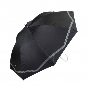 藤田屋 晴雨兼用長傘ショート  50cm 晴雨兼用ショート ボーダーリボン ブラック SS-2551(KT)