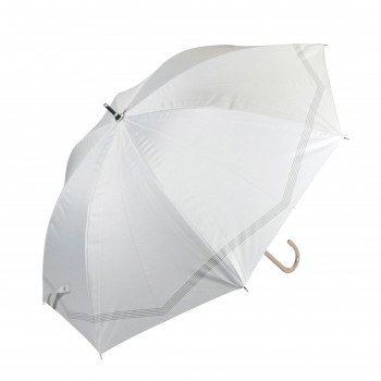 藤田屋 晴雨兼用長傘ショート  50cm 晴雨兼用ショート ボーダーリボン ホワイト SS-2551(KT)