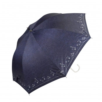 藤田屋 晴雨兼用長傘ショート  50cm 晴雨兼用ショート 刺繍風ダンガリー  SS-2553(KT)