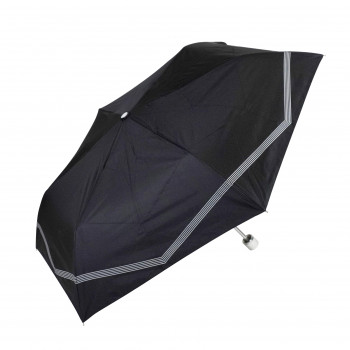 藤田屋 晴雨兼用折りたたみ傘  50cm 晴雨兼用丸手元 ボーダーリボン ブラック SM-2551(KT)