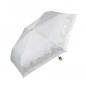藤田屋 晴雨兼用折りたたみ傘  50cm 晴雨兼用丸手元 クローバー ホワイト SM-2552(KT)