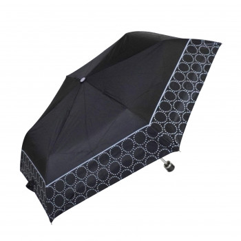 藤田屋 晴雨兼用折りたたみ傘  50cm 晴雨兼用丸手元 サークル ブラック SM-2555(KT)