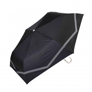 藤田屋 晴雨兼用折りたたみ傘  50cm 晴雨兼用丸手元 ボーダーリボン ブラック SMM-2551(KT)