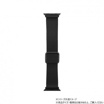 Apple Watch バンド CORVIN 裏面ラバーマグネットレザーバンド ブラック LN-AW41B43BK