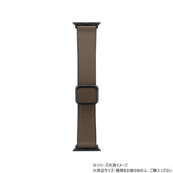 Apple Watchバンド CORVIN 裏面ラバーマグネットレザーバンド ダークブラウン LN-AW41B43BR