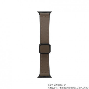 Apple Watchバンド CORVIN 裏面ラバーマグネットレザーバンド ダークブラウン LN-AW49B22BR