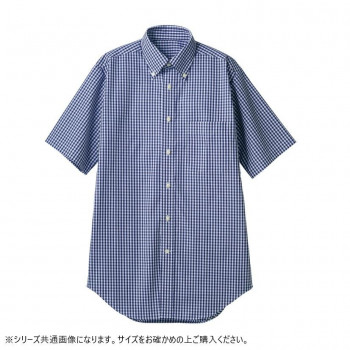 住商モンブラン シャツ 兼用 半袖 ネイビーチェック cm2504-9-3L 3Lサイズ