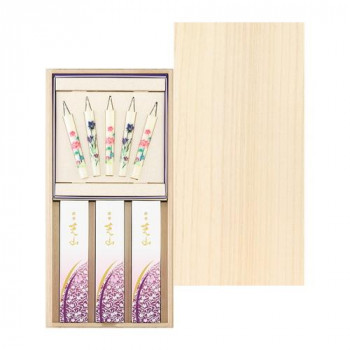 日本香堂 銘香芝山　桐箱絵ローソク5本セット 571905